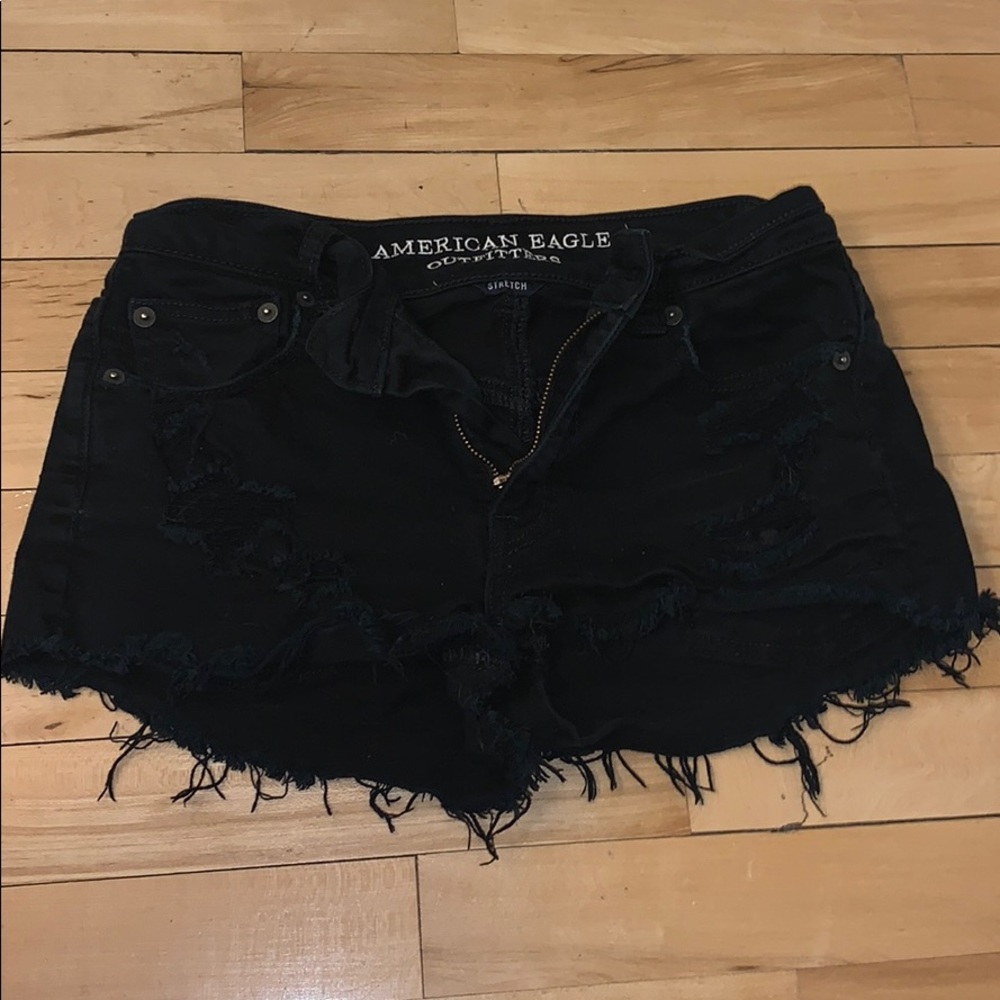 American Eagle Black Hi-Rise Festival Shorts